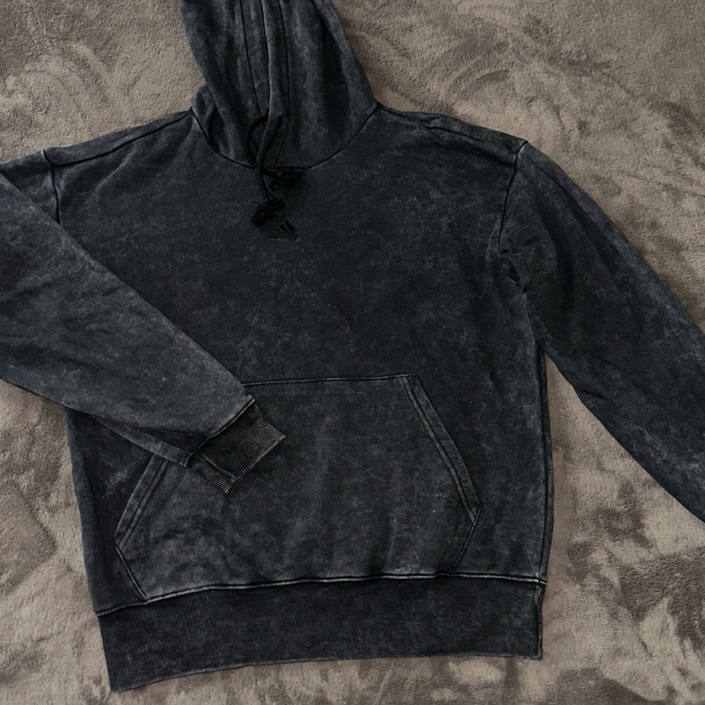 adidas Men's Mineral Wash Black Pullover Hoodie